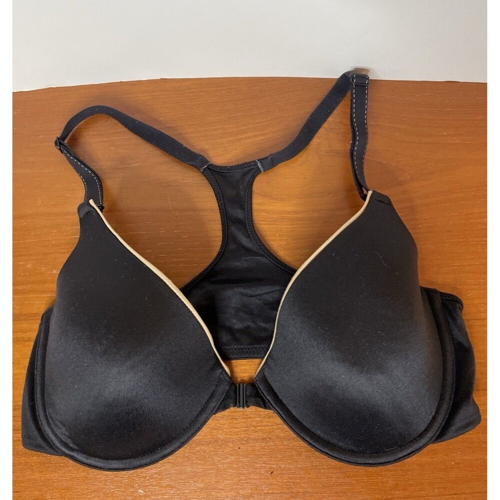 Maidenform Racerback Bra Front Close Smoothing Underwired Black Size 36C